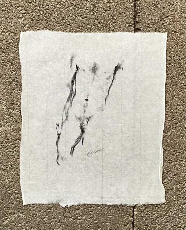 Vintage Boho Nude Sketch of Man — additional photo 1
