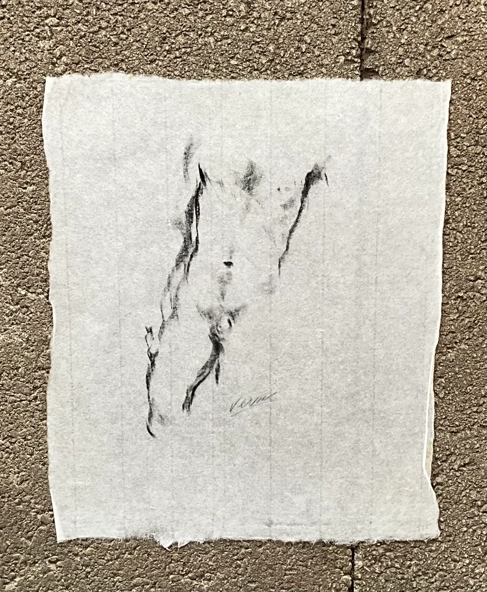 Vintage Boho Nude Sketch of Man — additional photo 3
