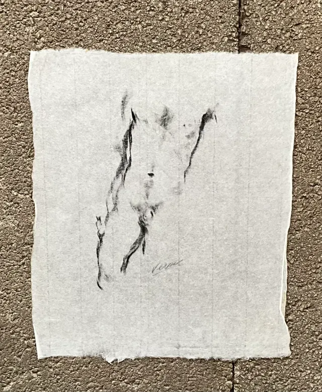 Vintage Boho Nude Sketch of Man — additional photo 3