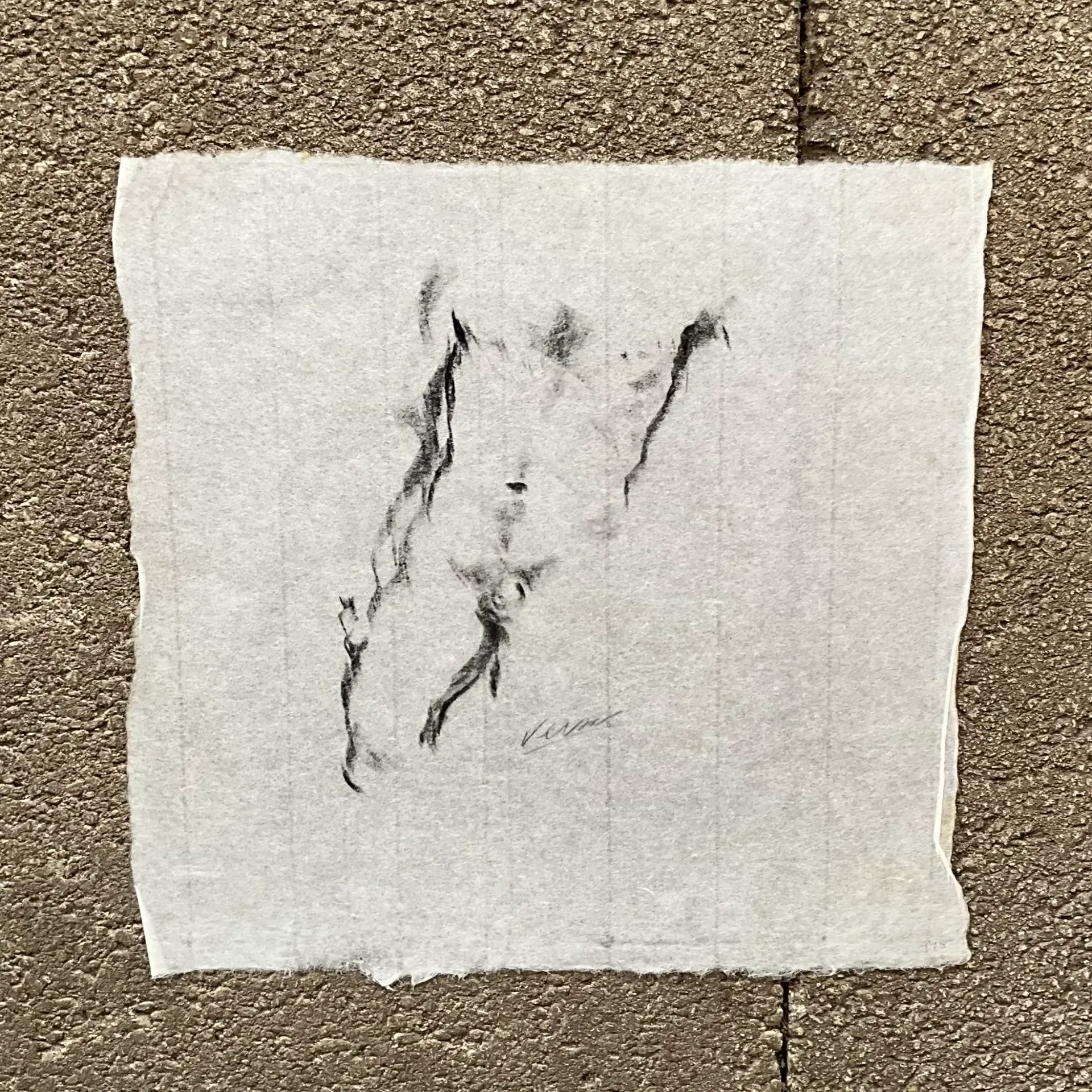 Vintage Boho Nude Sketch of Man — additional photo 4
