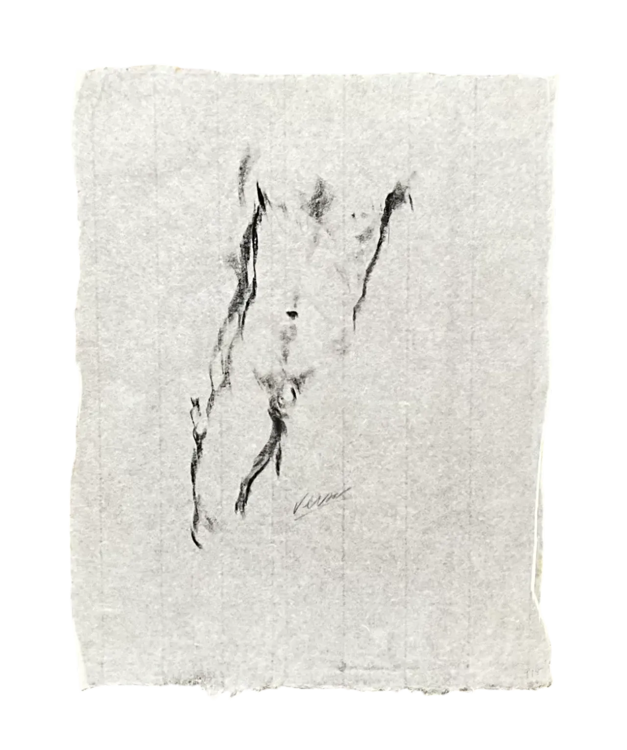 Vintage Boho Nude Sketch of Man