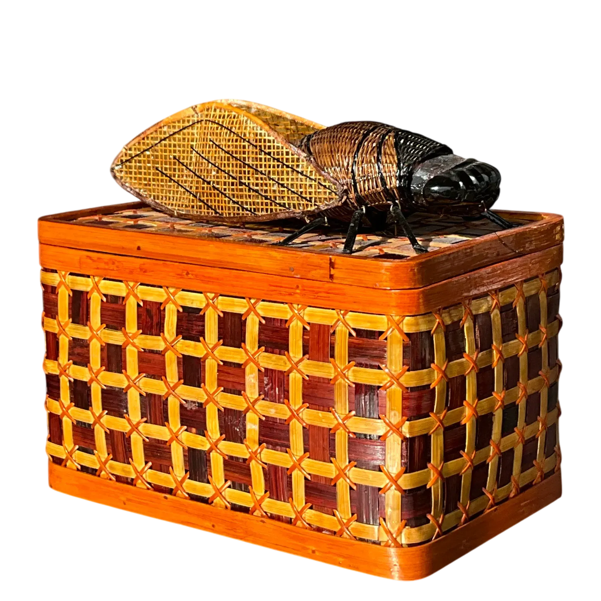 Vintage Shanghai Handicrafts Weave Insect Box