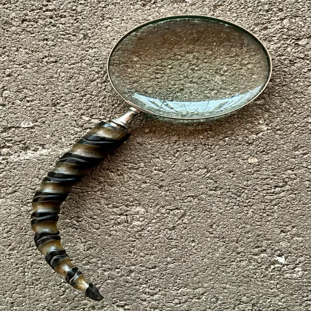 Vintage Carved Wood Horn Magnifying Glass — additional photo 1