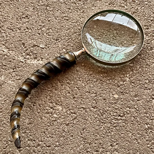Vintage Carved Wood Horn Magnifying Glass — additional photo 3