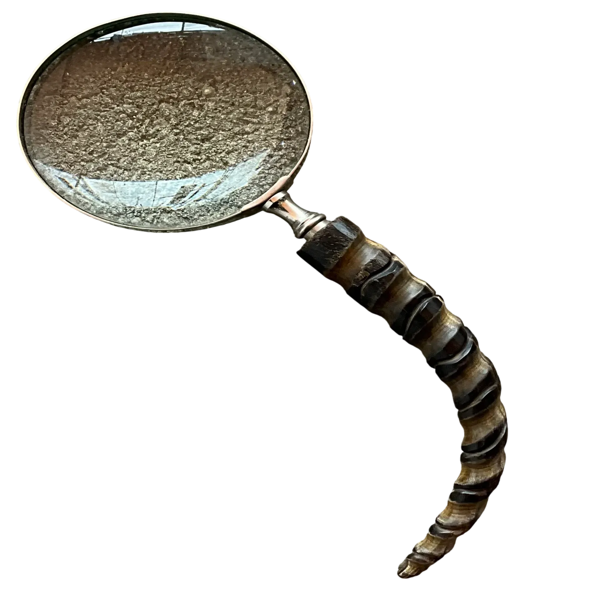 Vintage Carved Wood Horn Magnifying Glass 
