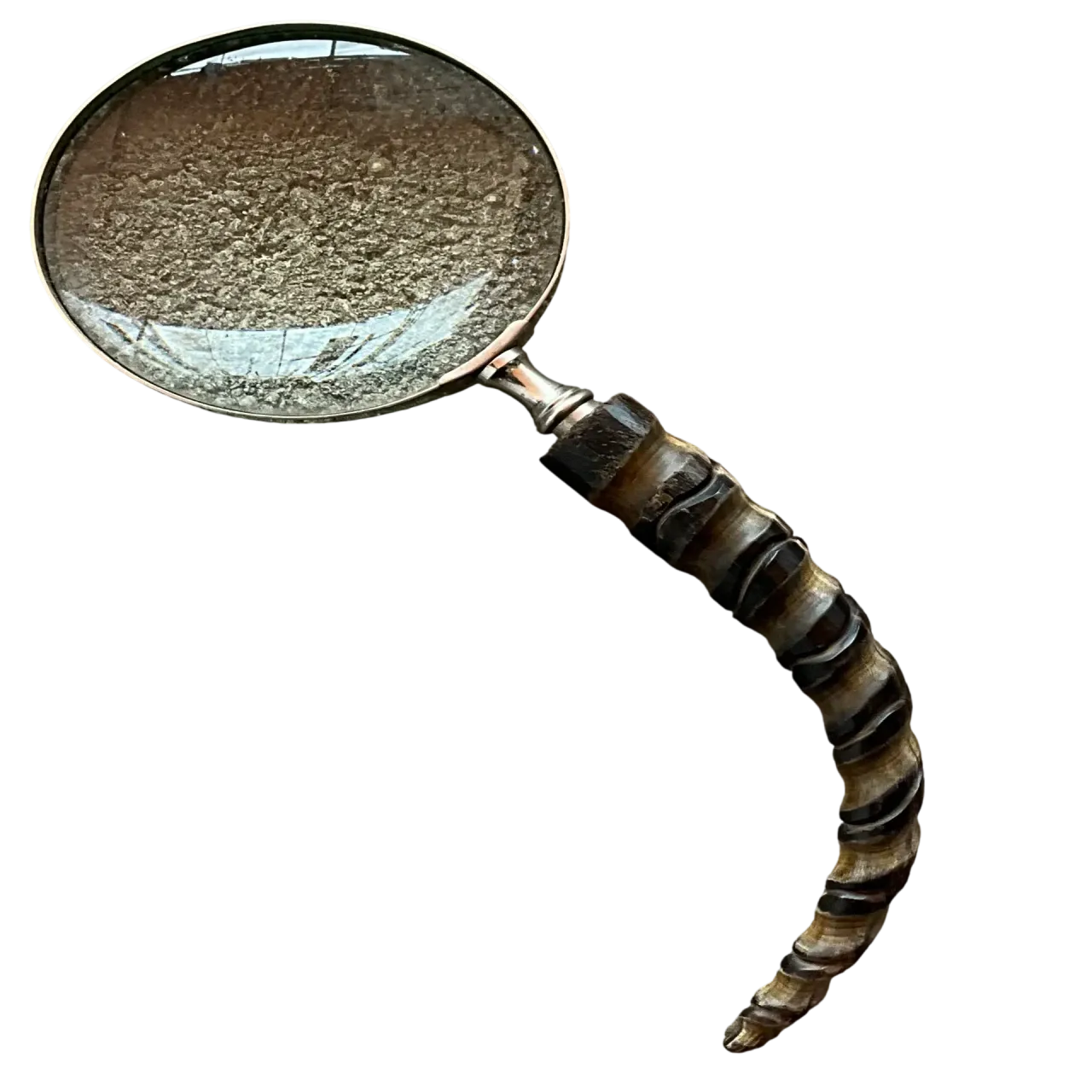 Vintage Carved Wood Horn Magnifying Glass