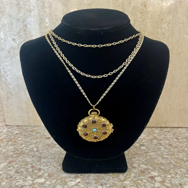 Vintage Goldette Locket/Pillbox Multi Strand Necklace — additional photo 6