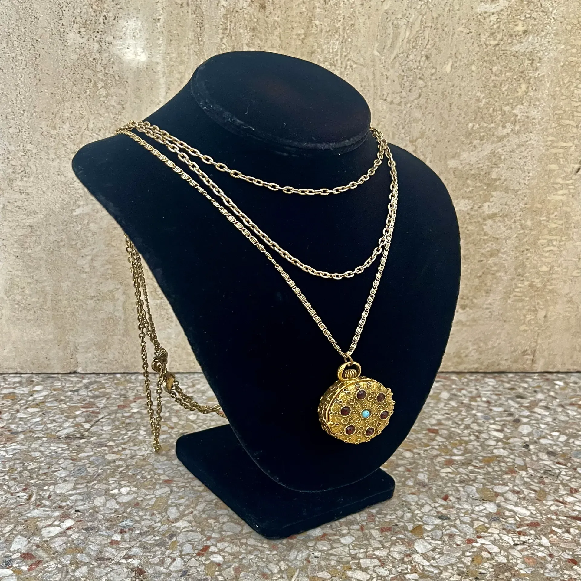 Vintage Goldette Locket/Pillbox Multi Strand Necklace — additional photo 1