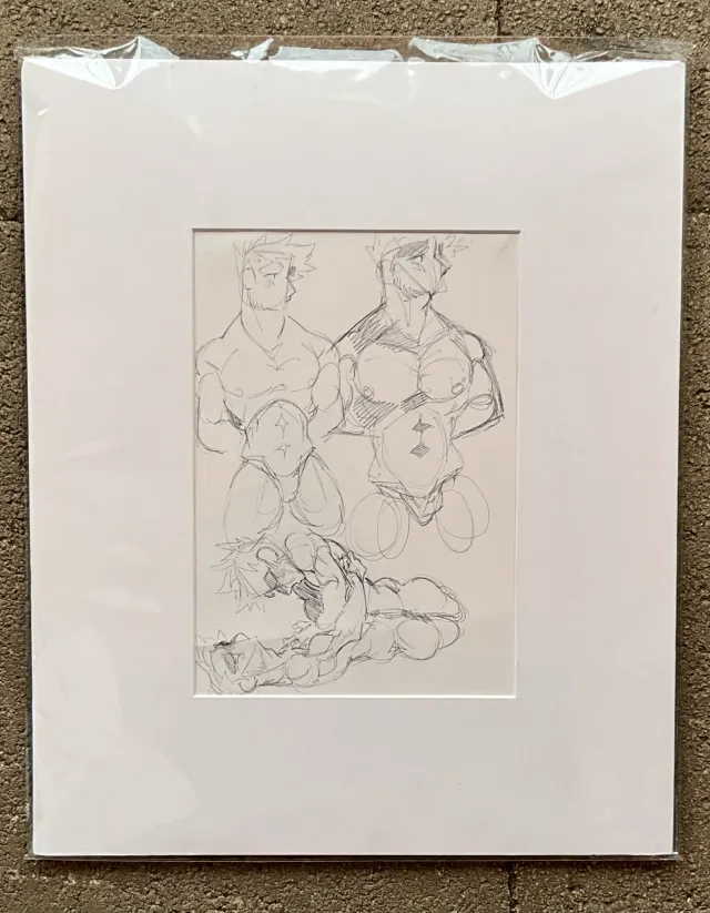Vintage Boho Sketch of Nude Men — additional photo 1