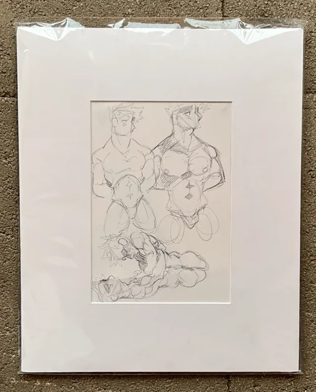 Vintage Boho Sketch of Nude Men — additional photo 3