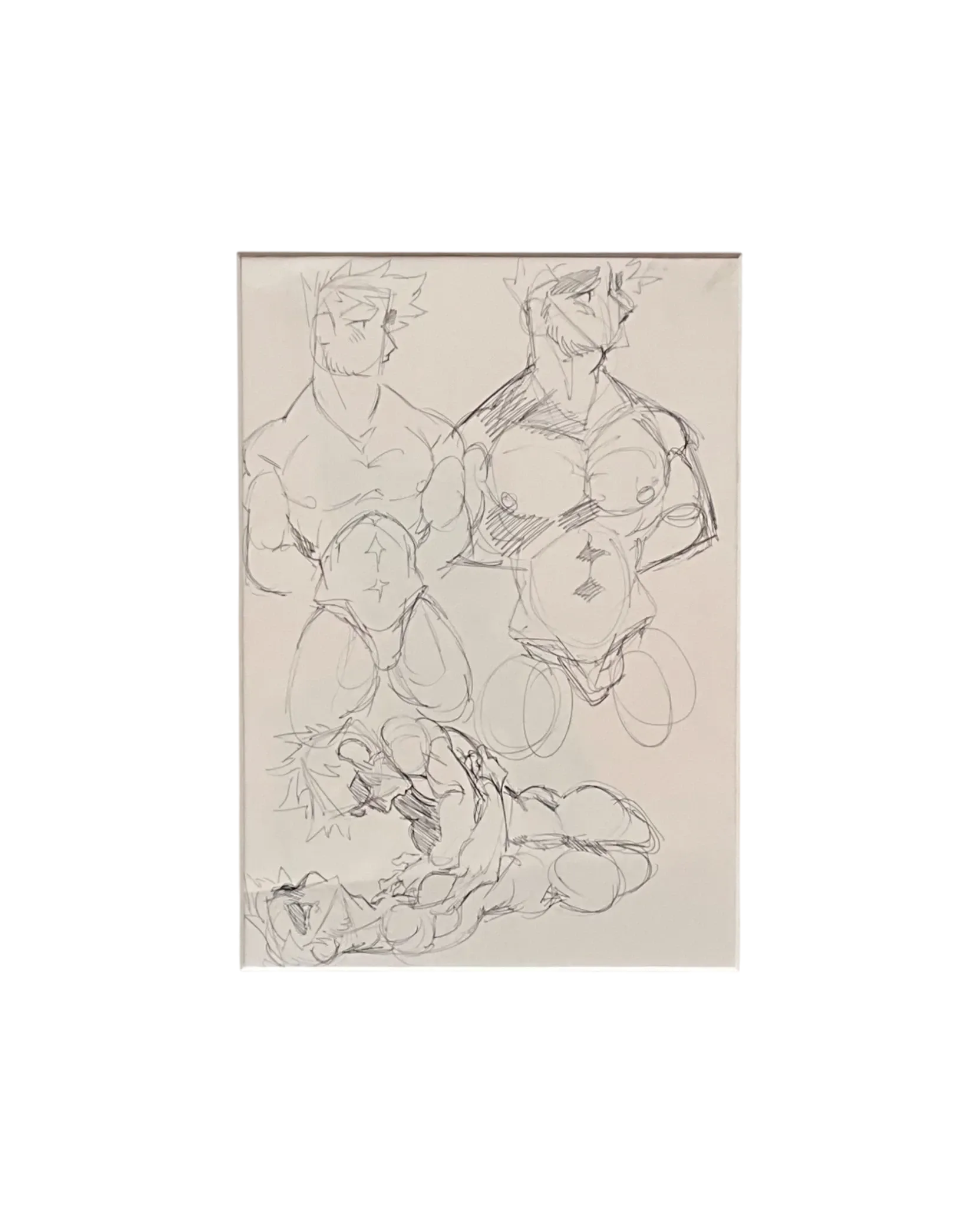 Vintage Boho Sketch of Nude Men