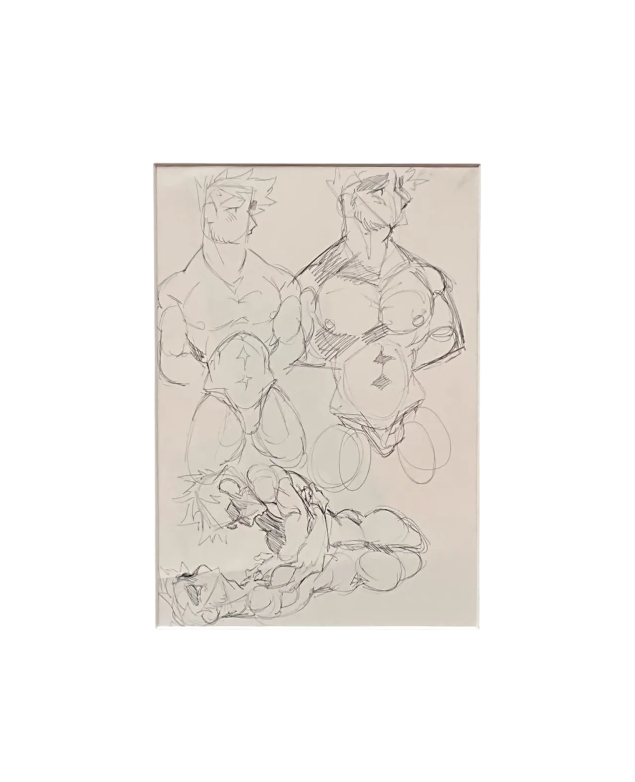 Vintage Boho Sketch of Nude Men