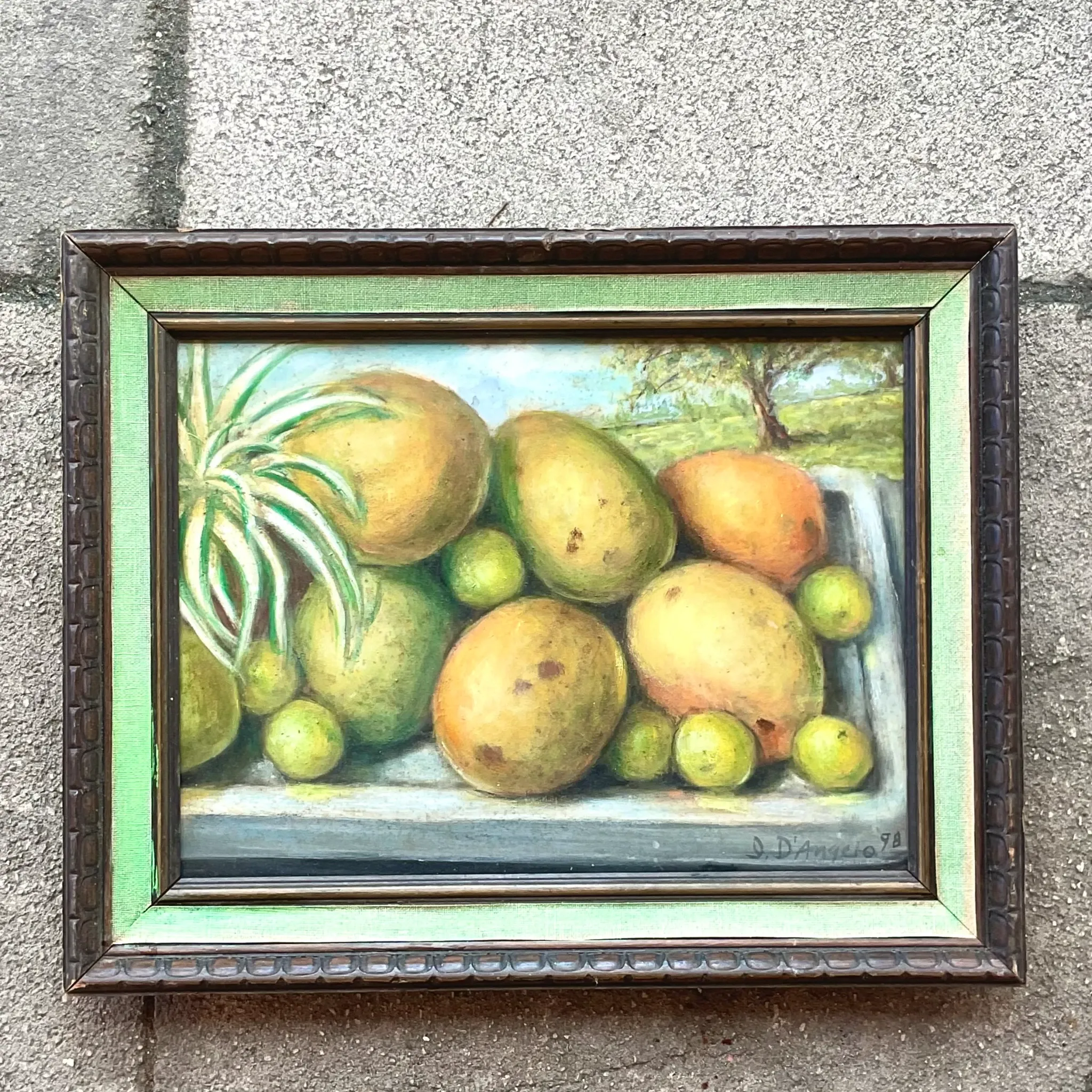 Vintage Coastal Mango Still Life Oil on Canvas Painting — additional photo 6