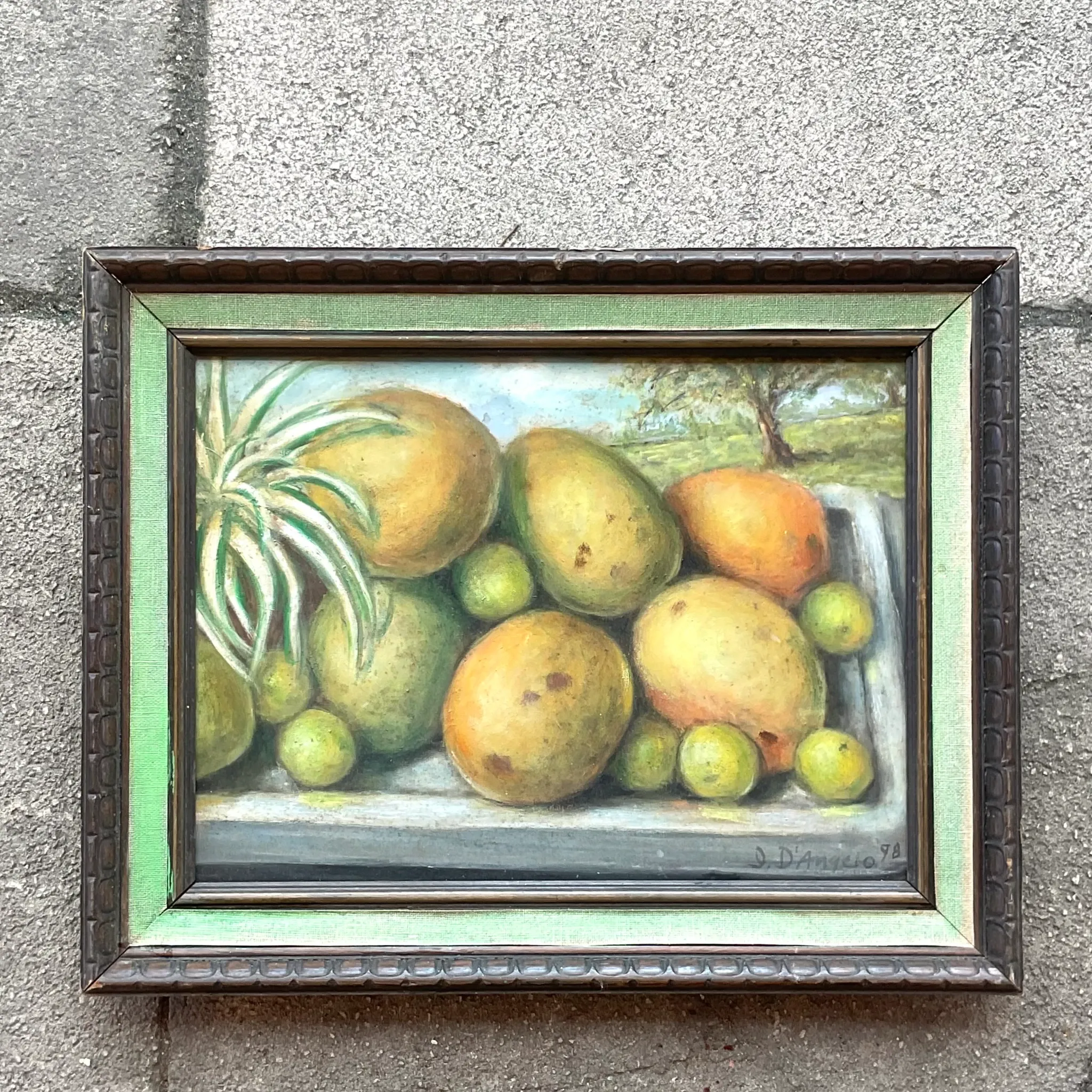 Vintage Coastal Mango Still Life Oil on Canvas Painting — additional photo 2