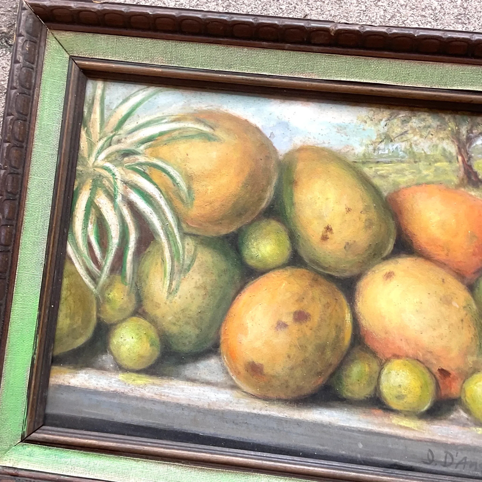 Vintage Coastal Mango Still Life Oil on Canvas Painting — additional photo 4