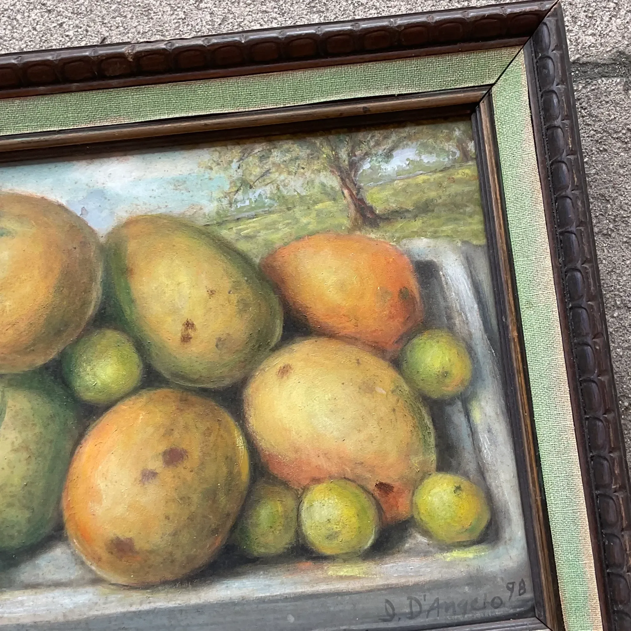 Vintage Coastal Mango Still Life Oil on Canvas Painting — additional photo 5