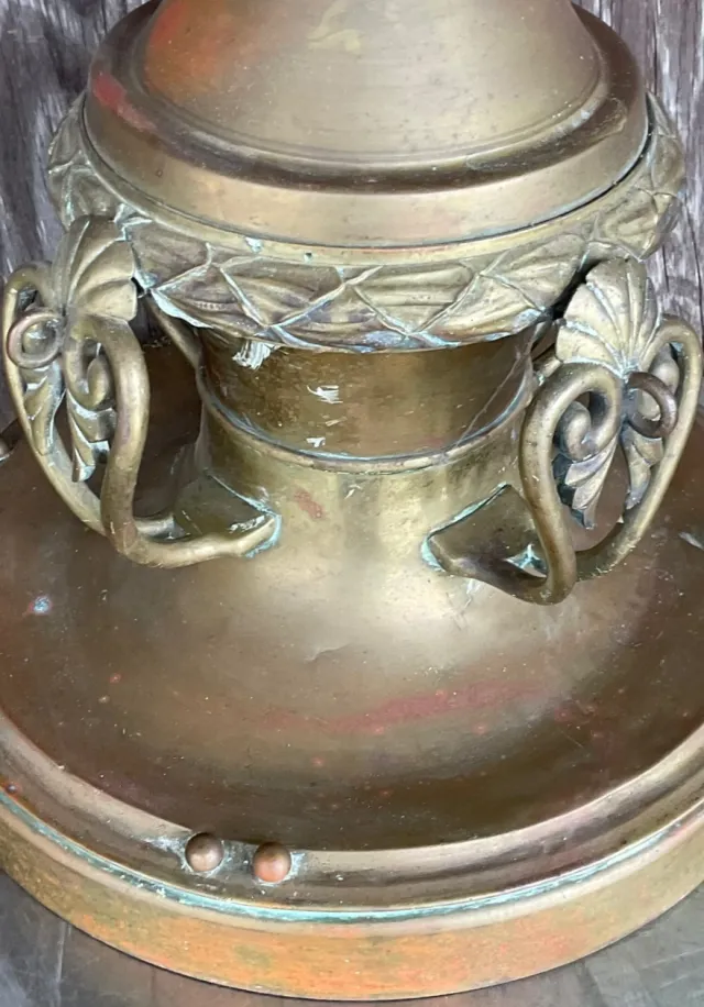 Late 19th Century Vintage Neo Classical Brass Footed Urn - a Pair — additional photo 7