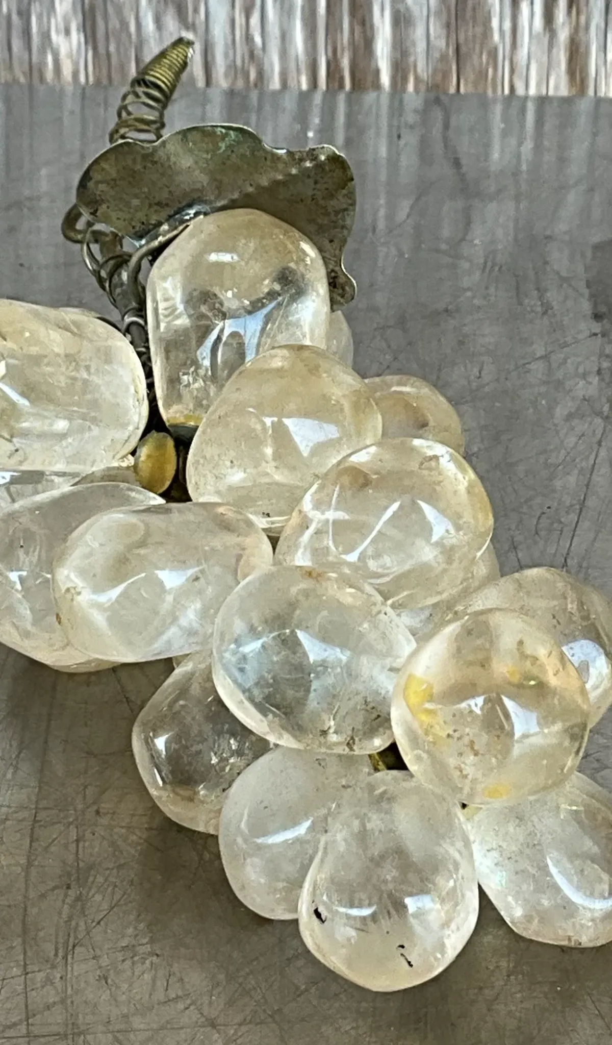 Vintage Boho Rock Crystal Grapes - Detail view