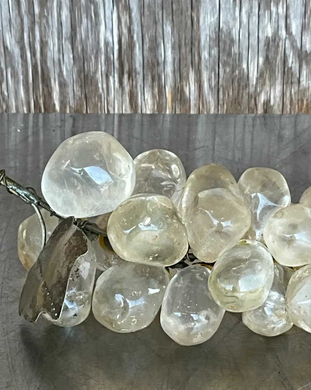 Vintage Boho Rock Crystal Grapes - Side view