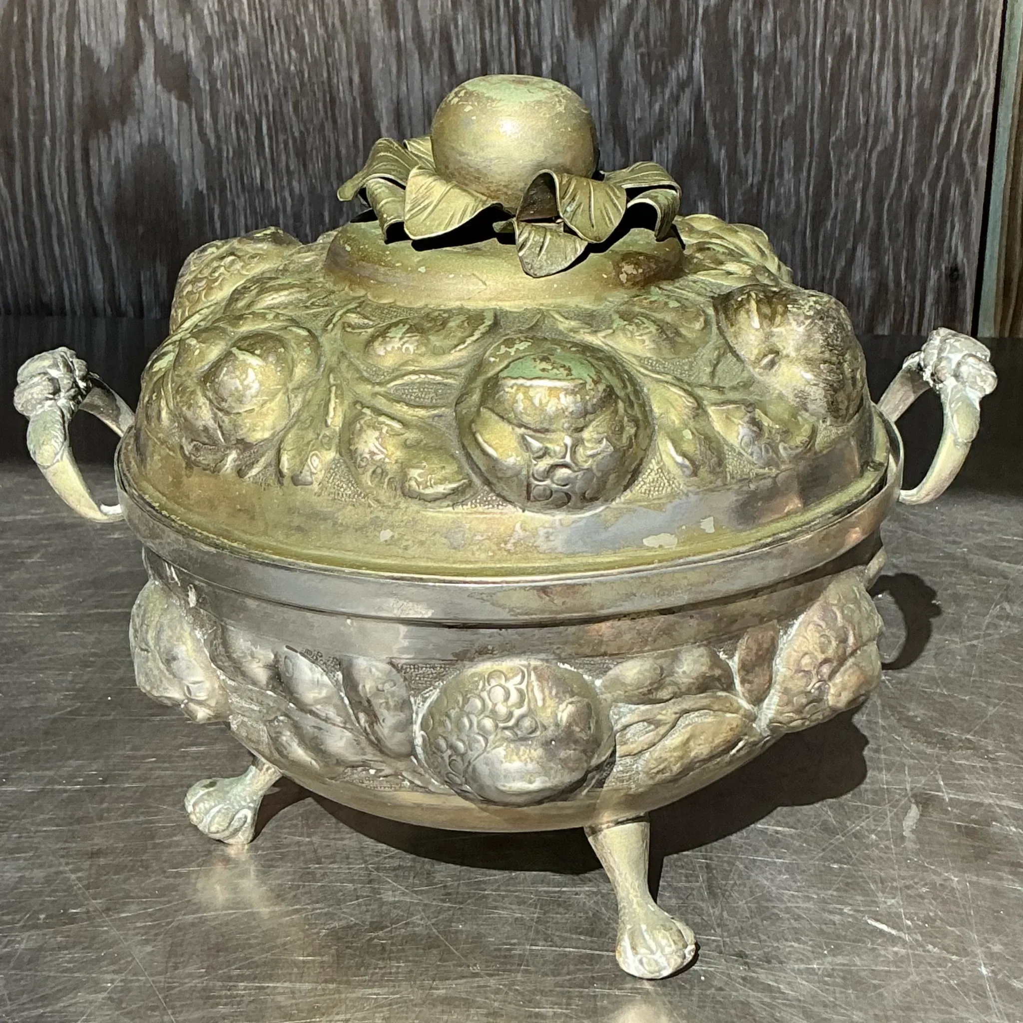 Vintage Patinated Metal Lidded Urn — additional photo 2