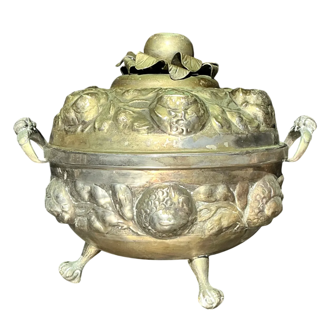 Vintage Patinated Metal Lidded Urn