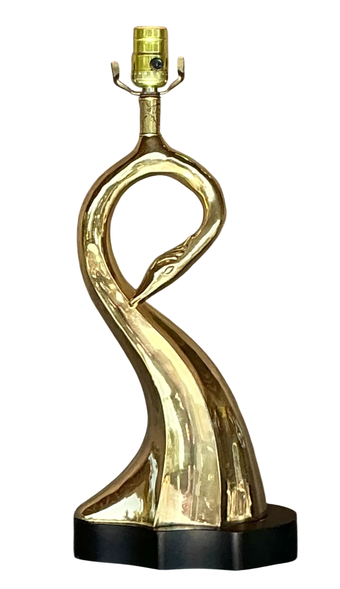 Vintage MCM Brass Swan Table Lamp