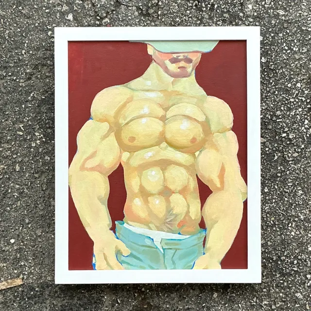Vintage Boho Original Oil Figurative Painting on Board — additional photo 3