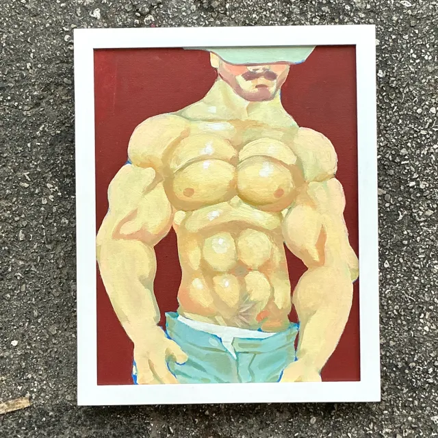 Vintage Boho Original Oil Figurative Painting on Board — additional photo 1