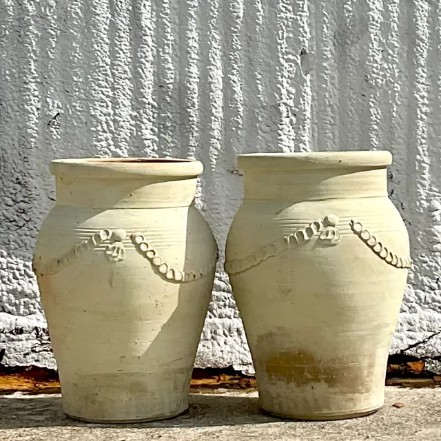 Vintage Monumental Patinated Swag Terracotta Planter- a Pair — additional photo 3