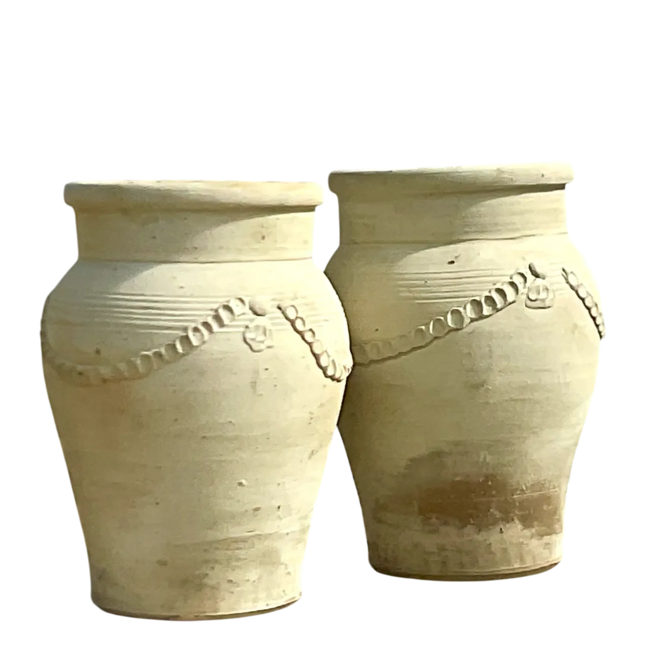 Vintage Monumental Patinated Swag Terracotta Planter- a Pair