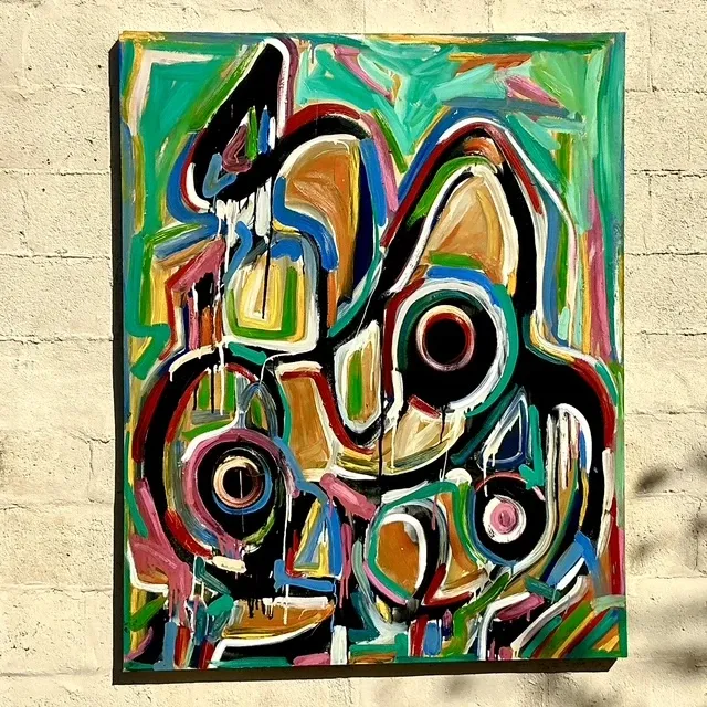 Vintage Boho Abstract Terry Frid Oil On Canvas — additional photo 2