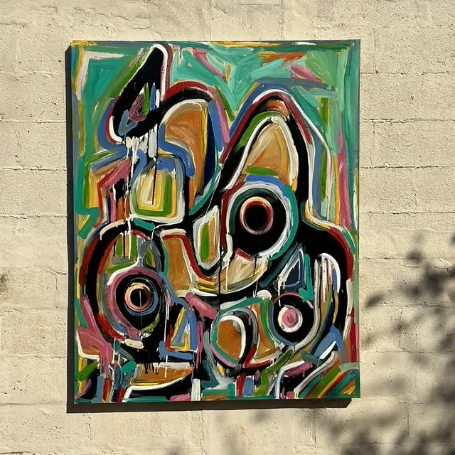 Vintage Boho Abstract Terry Frid Oil On Canvas — additional photo 3