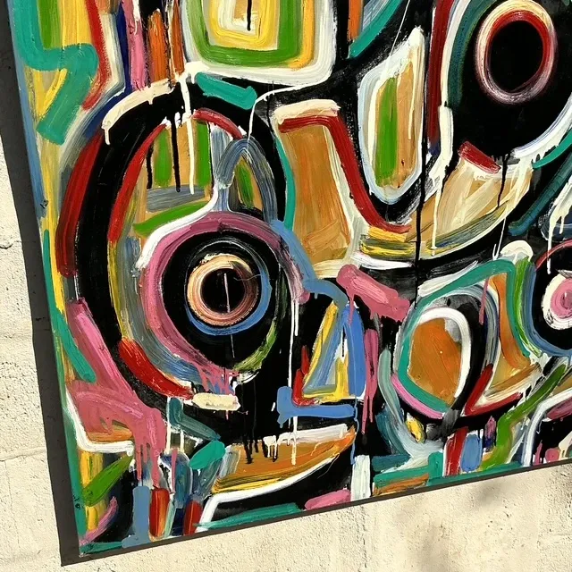Vintage Boho Abstract Terry Frid Oil On Canvas — additional photo 5