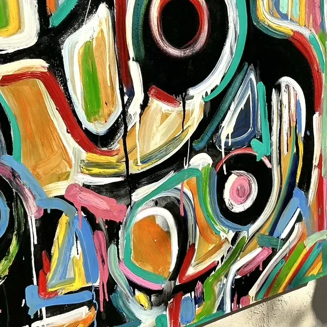 Vintage Boho Abstract Terry Frid Oil On Canvas  — additional photo 6