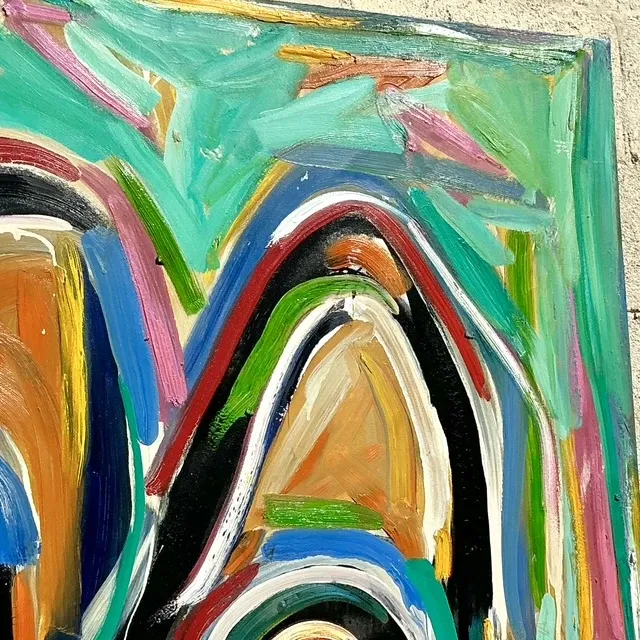 Vintage Boho Abstract Terry Frid Oil On Canvas — additional photo 7