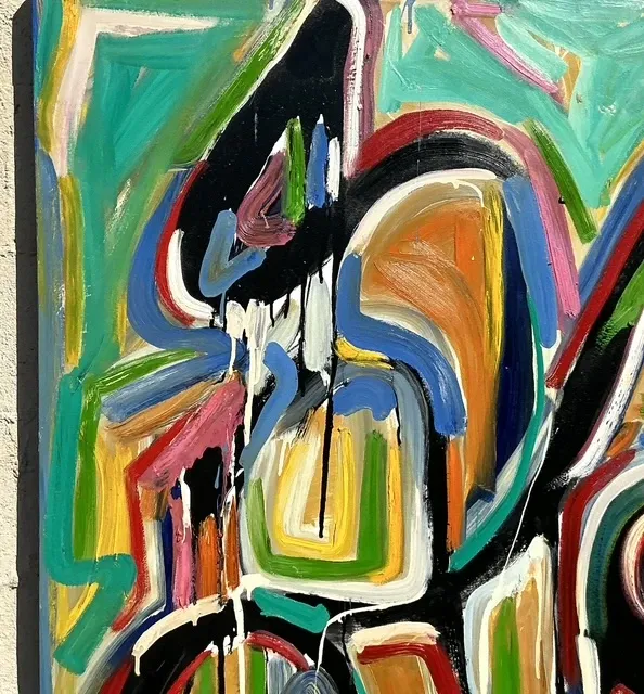 Vintage Boho Abstract Terry Frid Oil On Canvas — additional photo 8