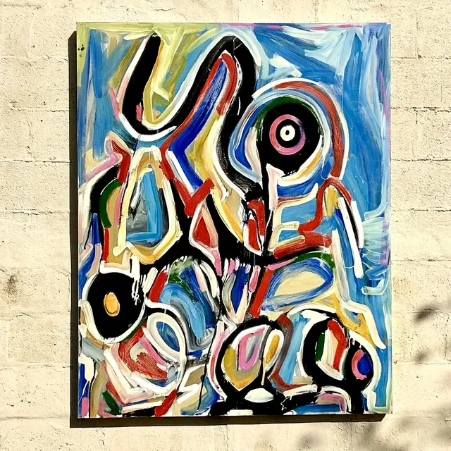 Vintage Boho Monumental Abstract Oil on Canvas — additional photo 1