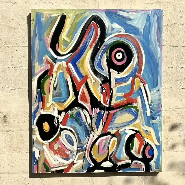 Vintage Boho Monumental Abstract Oil on Canvas — additional photo 3