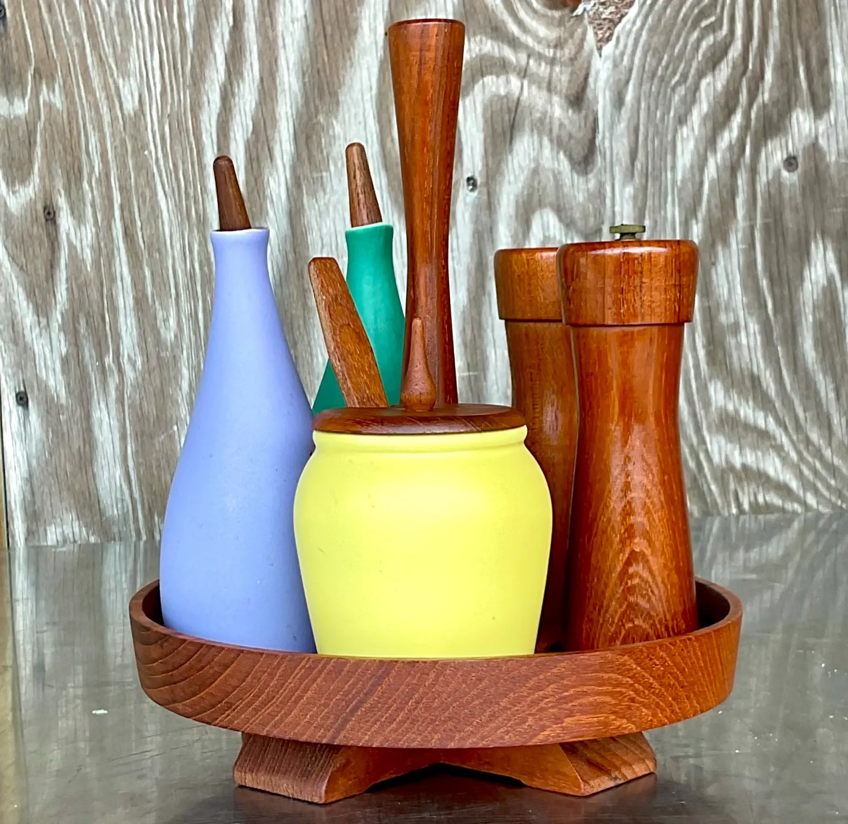 Mid 20th Century Vintage MCM Arni Form Condiment Lazy Susan- 7 Pieces — additional photo 6