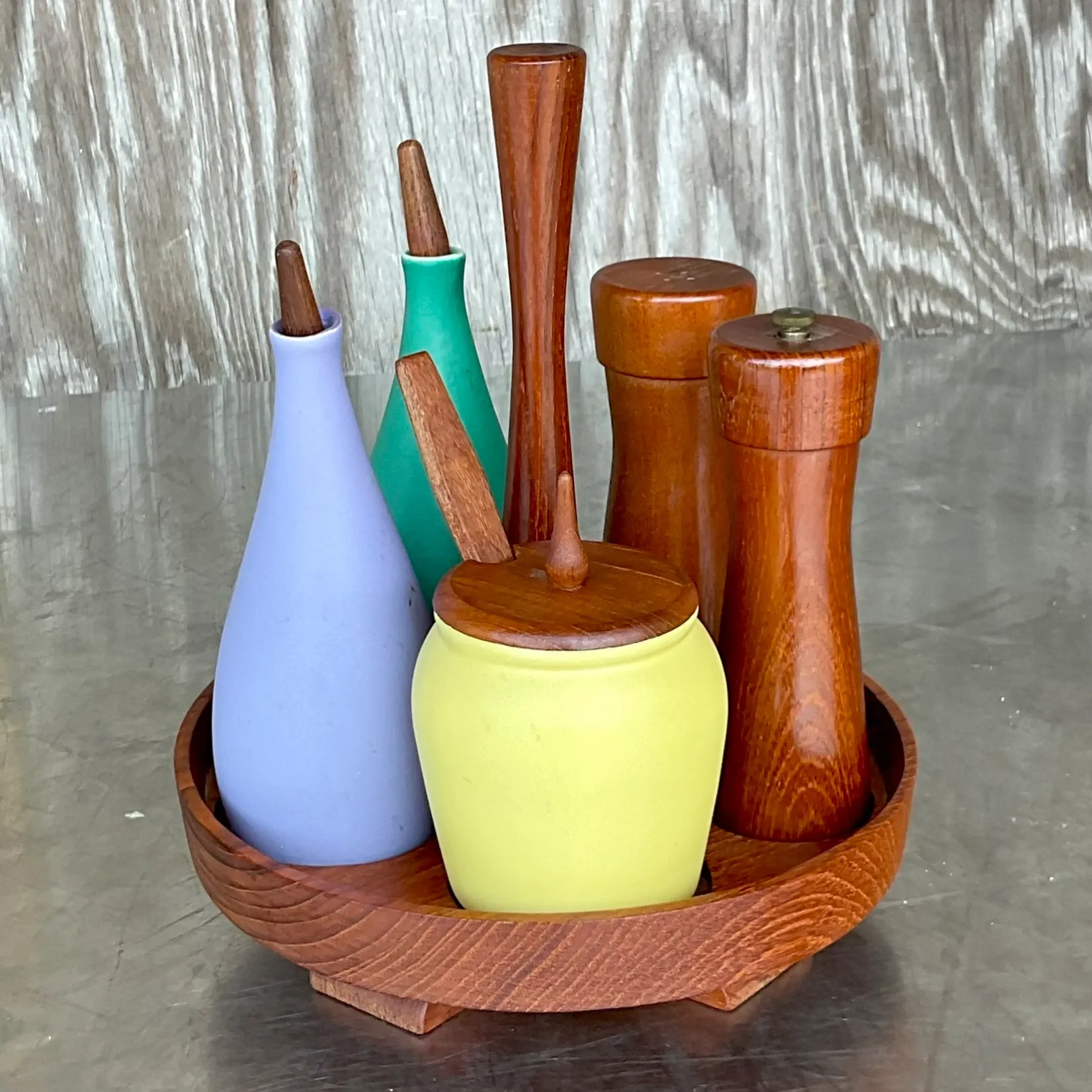 Mid 20th Century Vintage MCM Arni Form Condiment Lazy Susan- 7 Pieces — additional photo 2