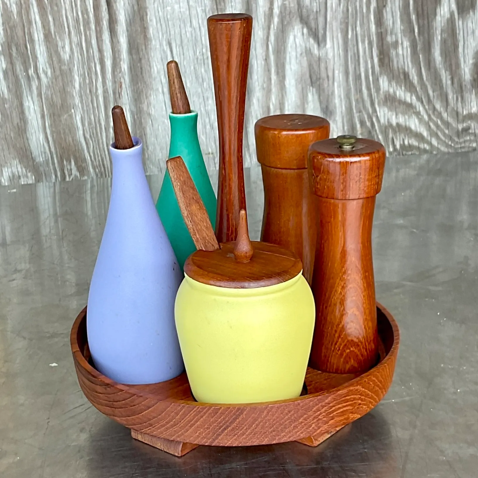Mid 20th Century Vintage MCM Arni Form Condiment Lazy Susan- 7 Pieces — additional photo 3