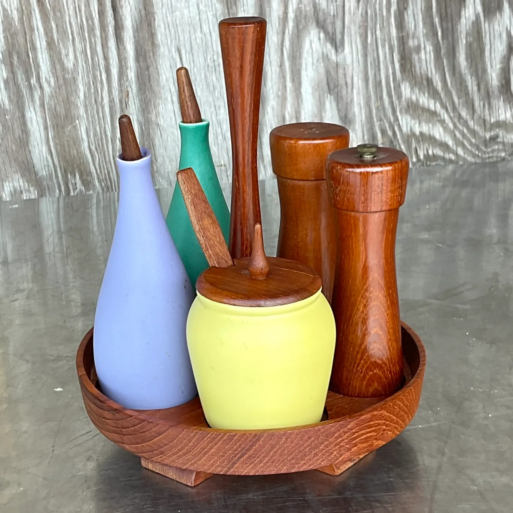 Mid 20th Century Vintage MCM Arni Form Condiment Lazy Susan- 7 Pieces — additional photo 4
