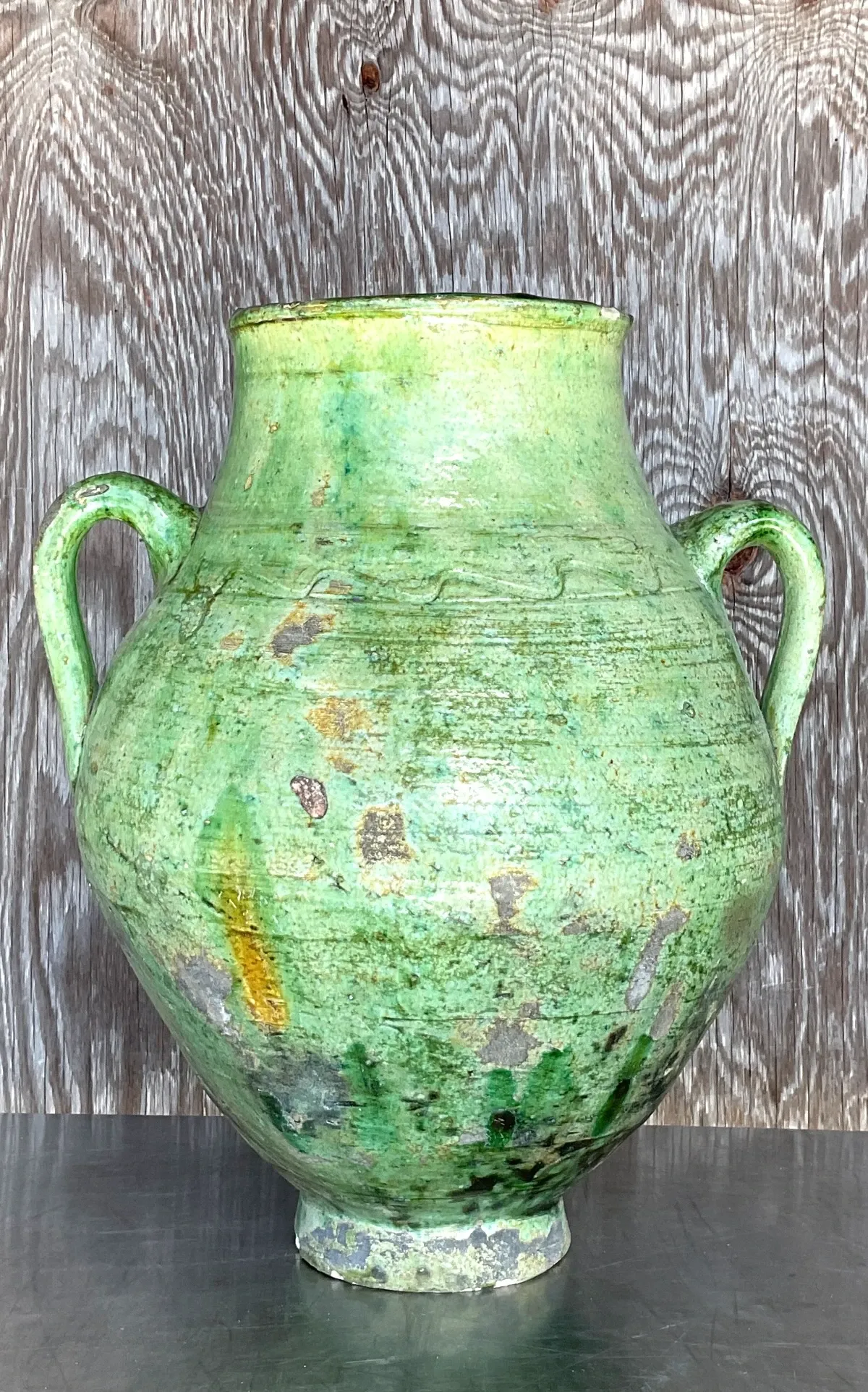 Vintage Boho Glazed Ceramic Urn — additional photo 6