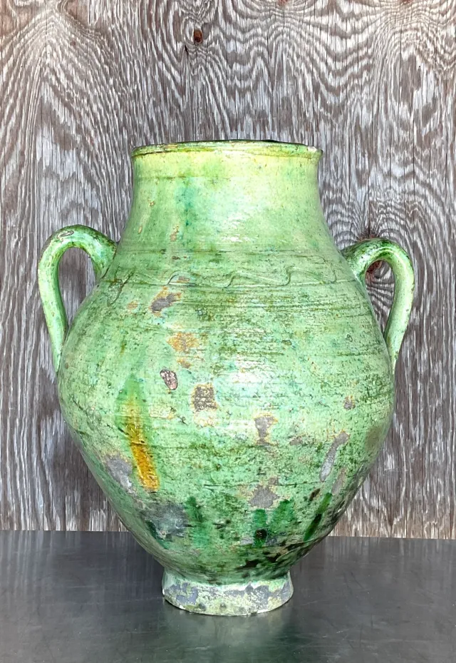 Vintage Boho Glazed Ceramic Urn — additional photo 6