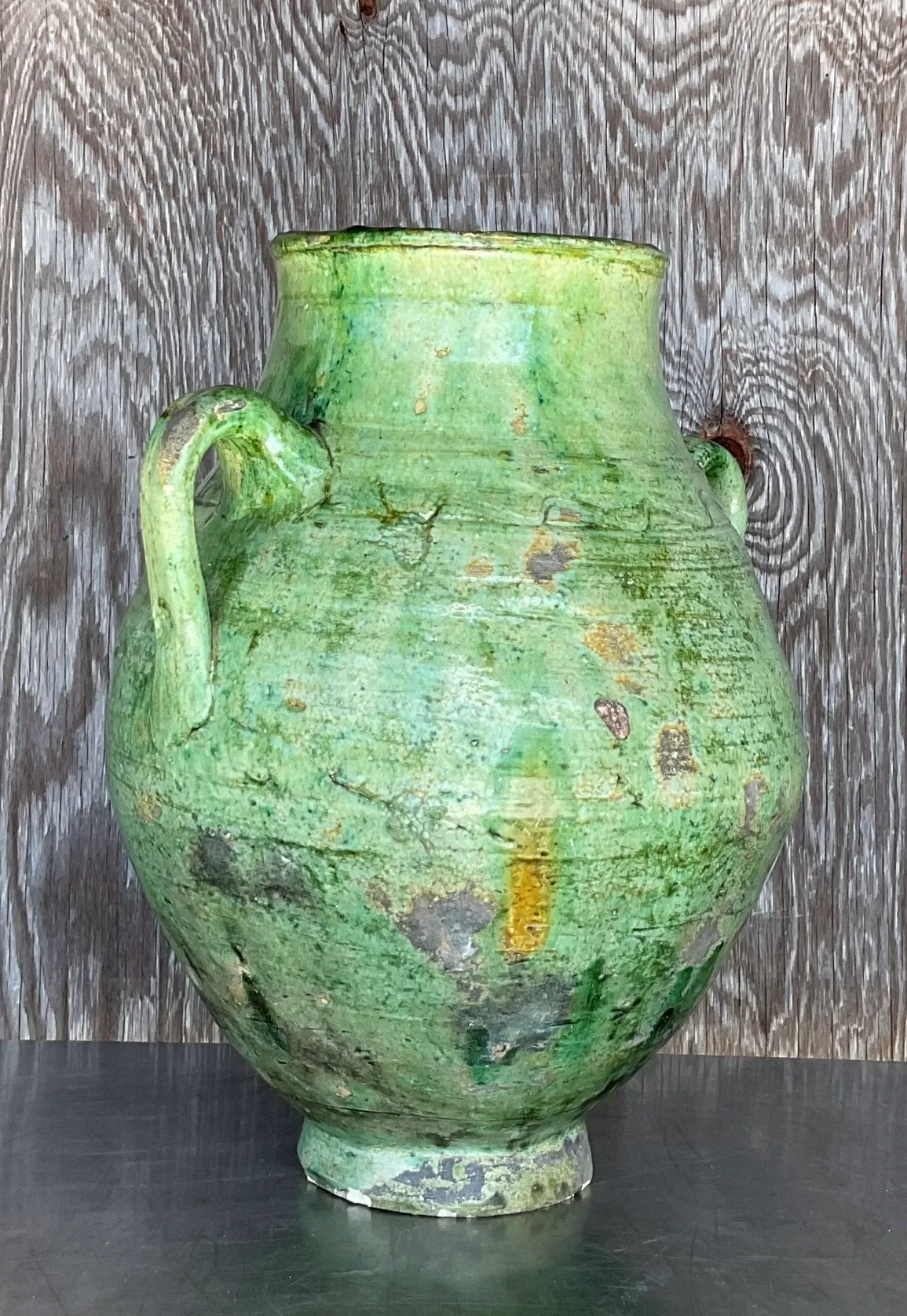 Vintage Boho Glazed Ceramic Urn — additional photo 1