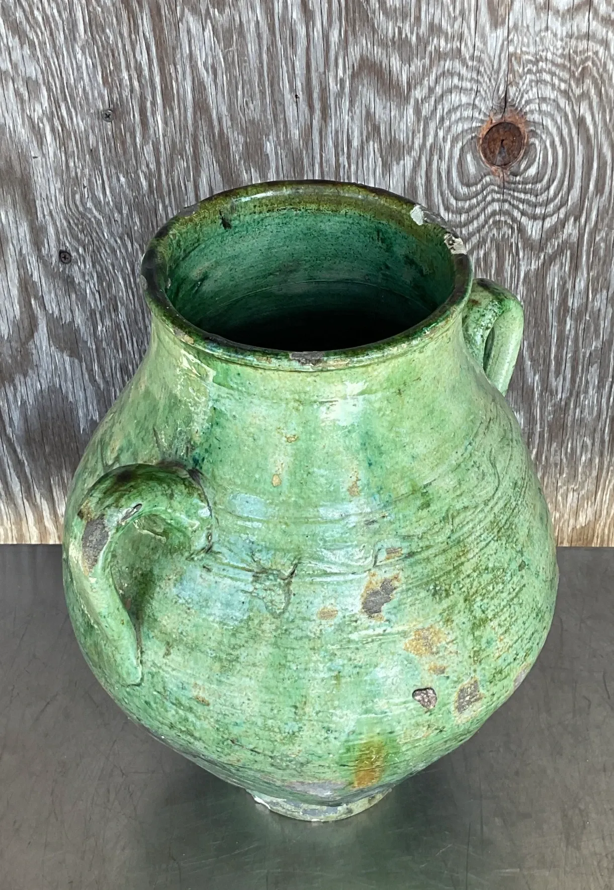Vintage Boho Glazed Ceramic Urn — additional photo 2