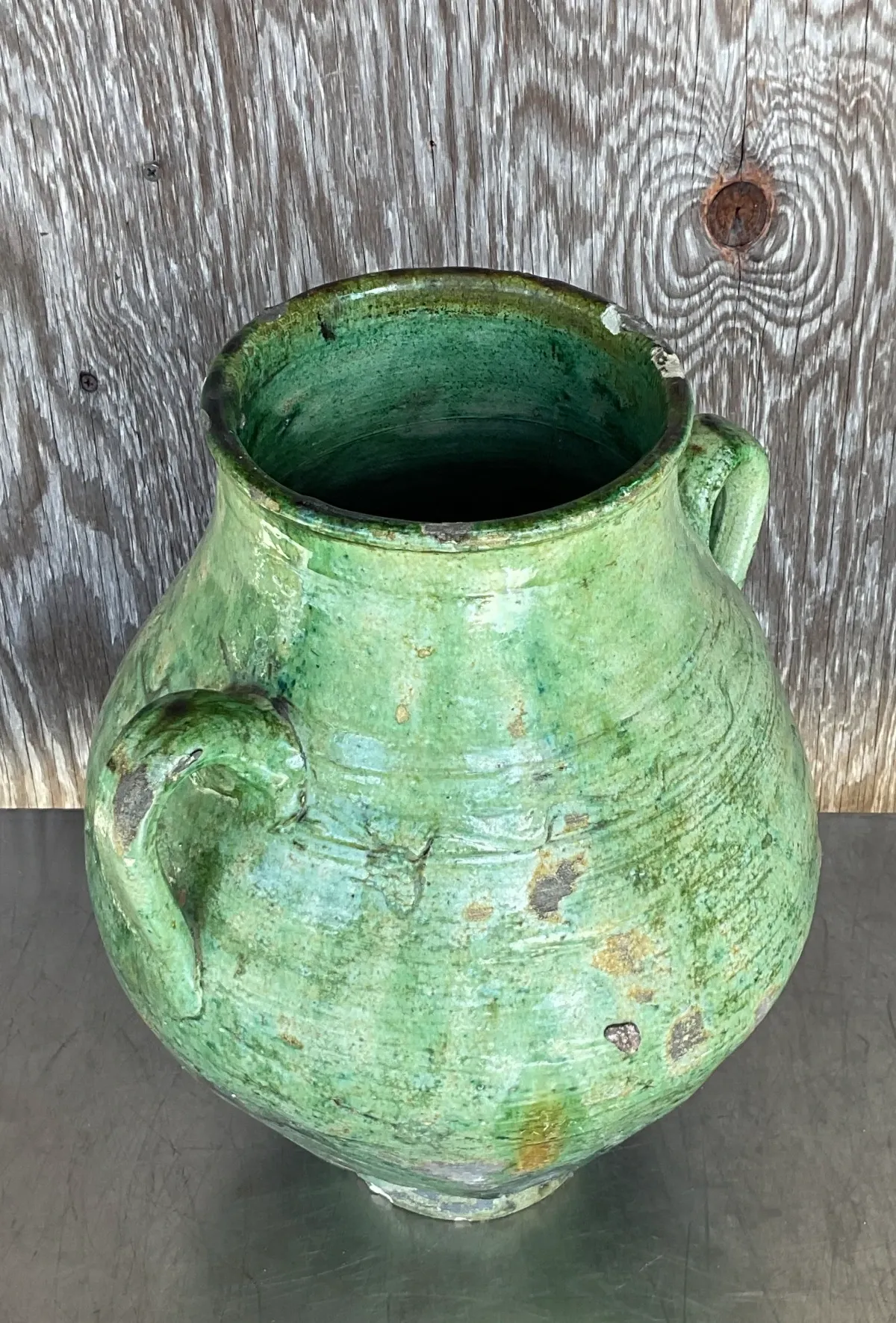 Vintage Boho Glazed Ceramic Urn — additional photo 2