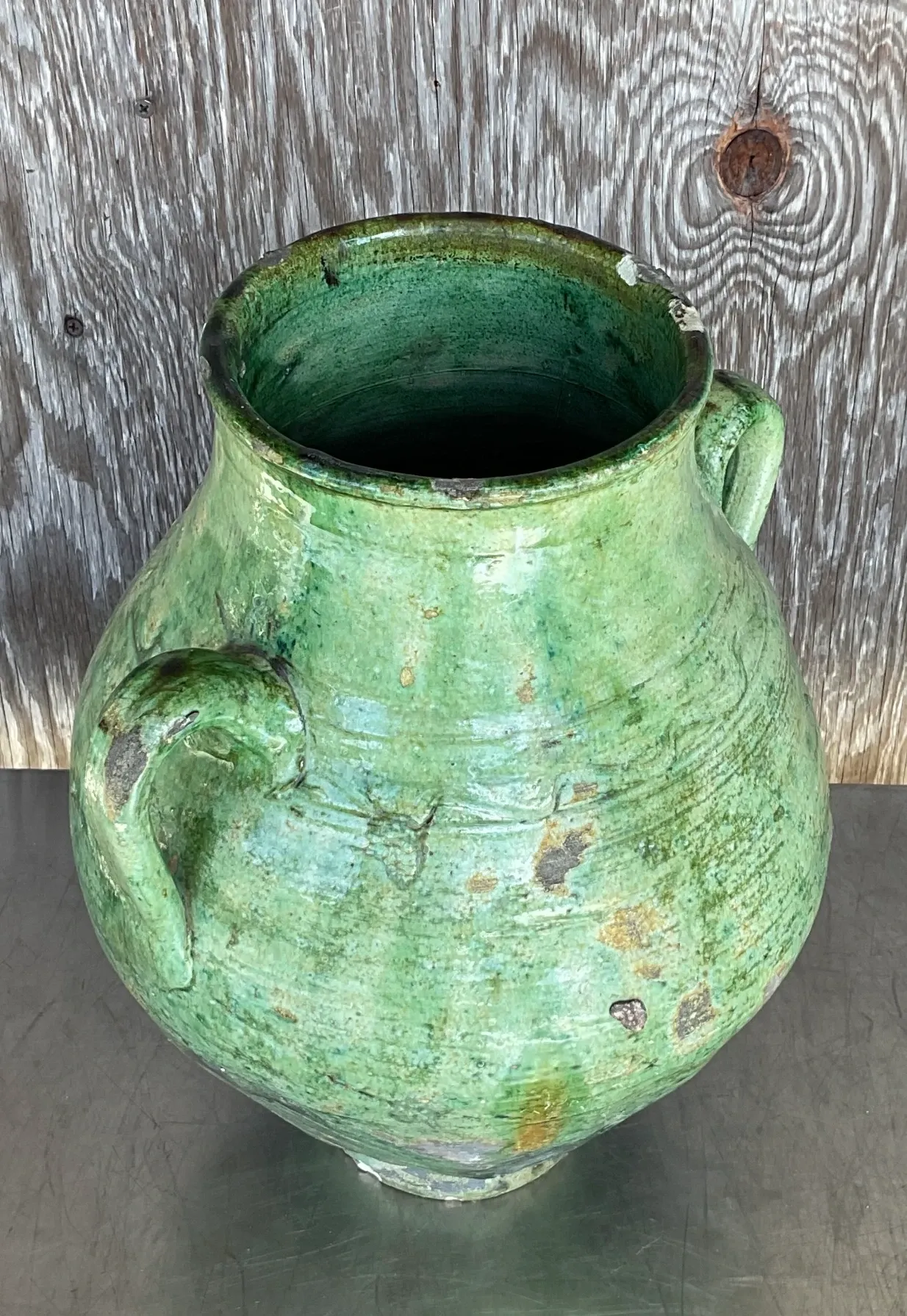 Vintage Boho Glazed Ceramic Urn — additional photo 3