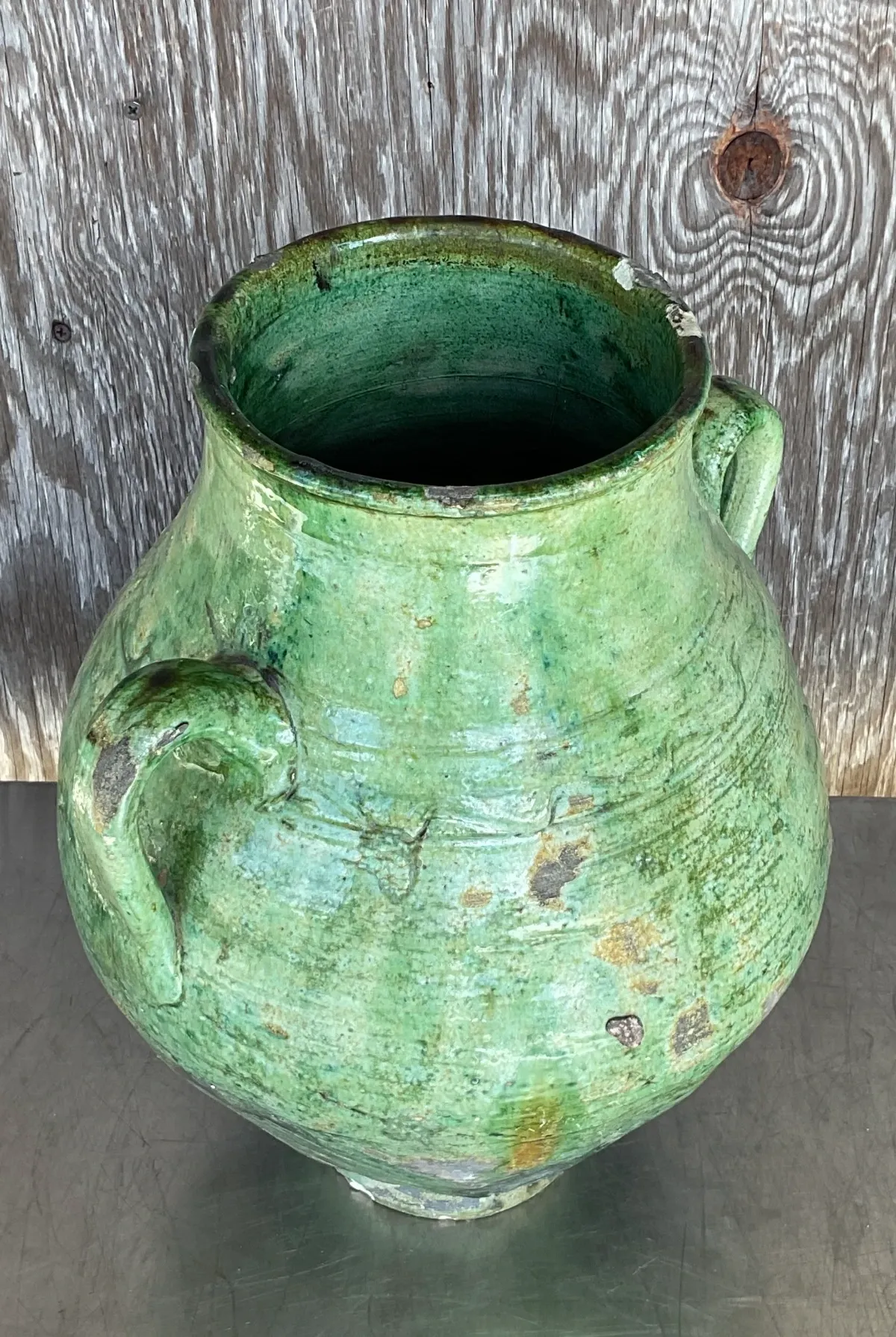 Vintage Boho Glazed Ceramic Urn — additional photo 3