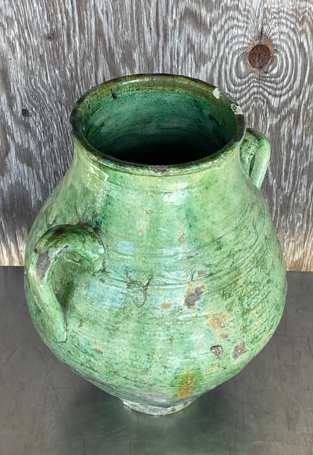 Vintage Boho Glazed Ceramic Urn — additional photo 3